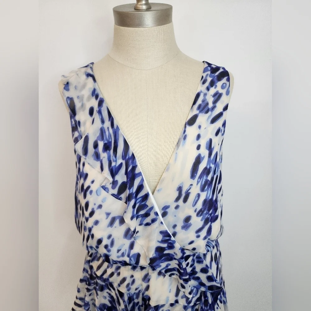 BCBGMaxAzria White and Blue Printed Mini Dress - Picture 11 of 16